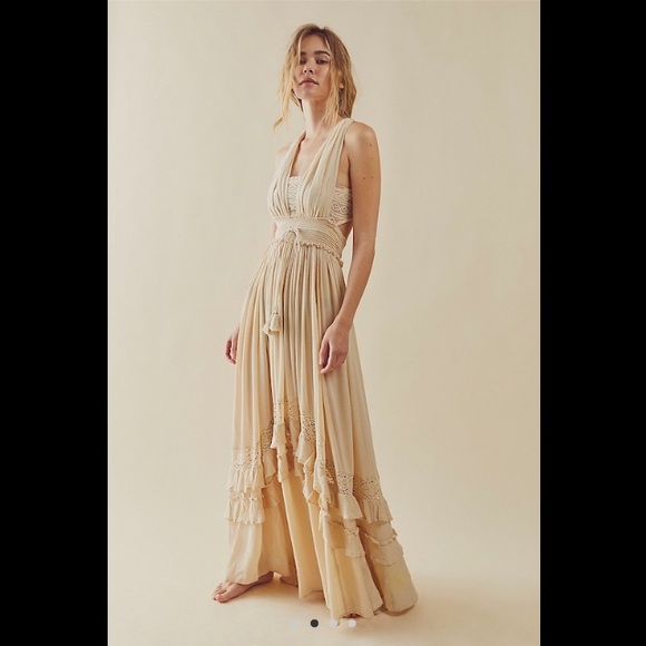Free People Santa Maria Maxi Dress Ocean Pearl Size M - Picture 2 of 6